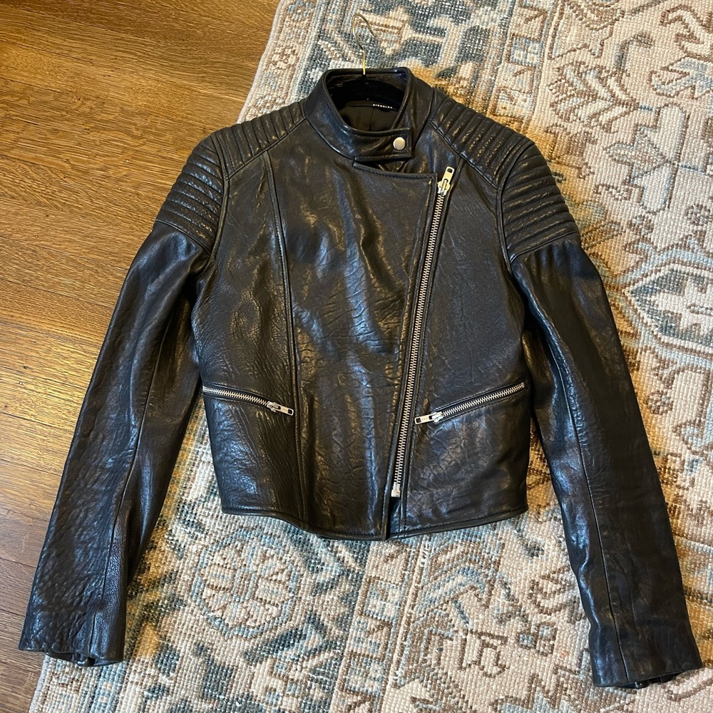 NICHOLAS Black Quilted Leather Jacket